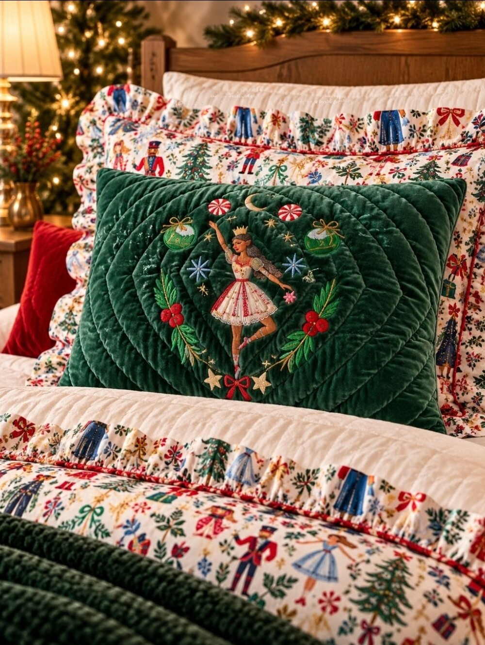 Rifle Paper Co Pottery Barn Velvet Nutcracker Standard Sham NIP Green